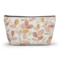 Cherry Plum Leaves Accessory Pouch w T-bottom in Coral